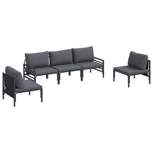 vidaXL Gartensofa-set mit Kissen 5 pcs Schwarz Stahl