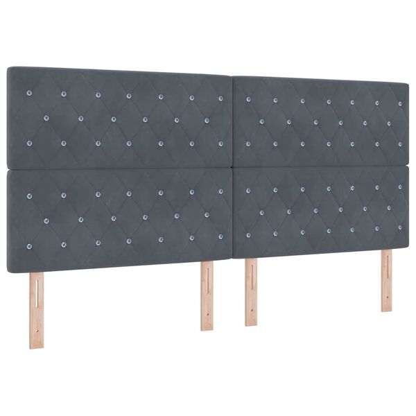vidaXL Boxspringbett mit Matratze Dunkelgrau 200 x 200 cm Samt
