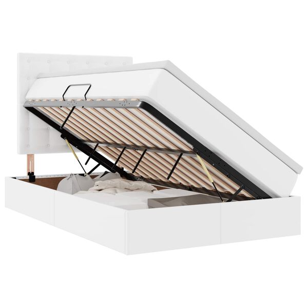 vidaXL Bett mit Stauraum und LED mit LED Wei&szlig; 120 x 190 cm Kunstleder