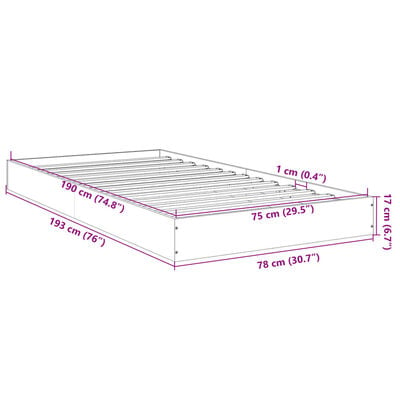 vidaXL Bettgestell ohne Matratze Sonoma-Eiche 75x190 cm Holzwerkstoff