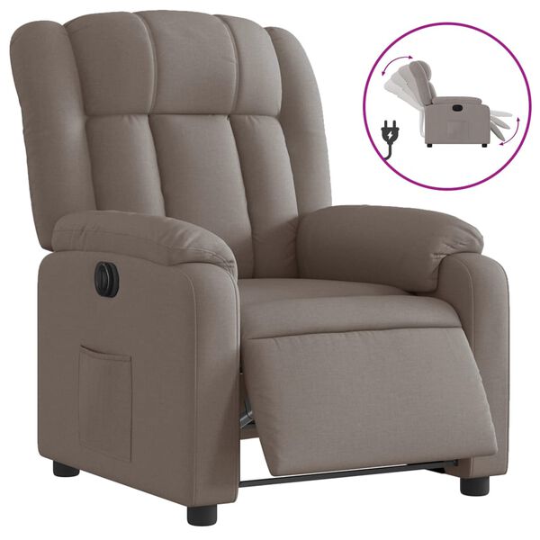 vidaXL Relaxsessel Elektrisch Taupe Stoff