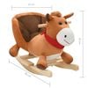 vidaXL Schaukeltier Pferd mit R&uuml;ckenlehne Pl&uuml;sch 60x32x50 cm Braun