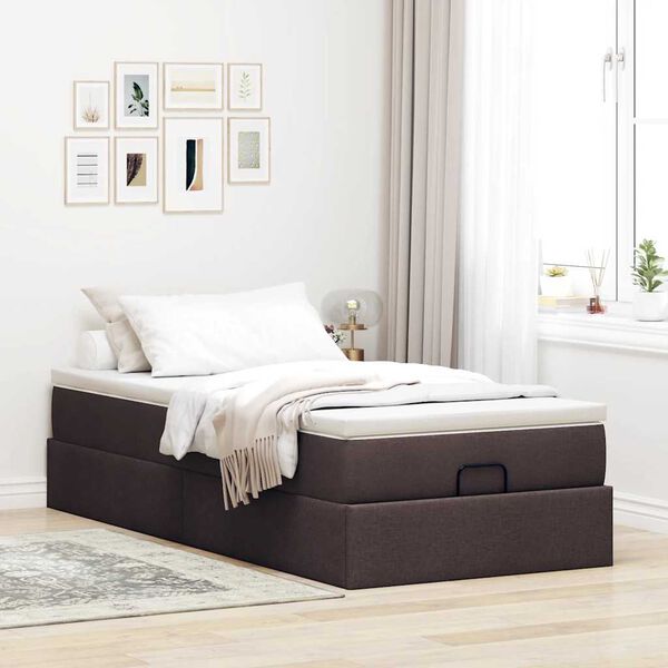vidaXL Ottoman-Bett mit Matratze Dunkelbraun 80x200 cm Stoff