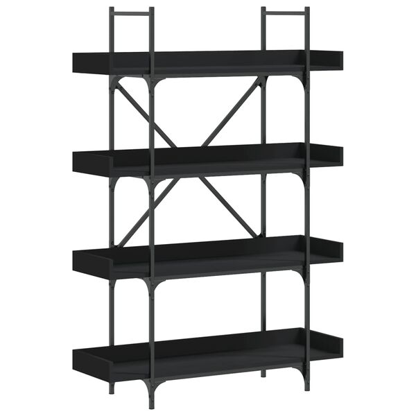vidaXL B&uuml;cherregal 4 B&ouml;den Schwarz 100x33x145,5 cm Holzwerkstoff