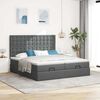 vidaXL Ottoman-Bett mit Matratzen Dunkelgrau 200x200 cm Stoff