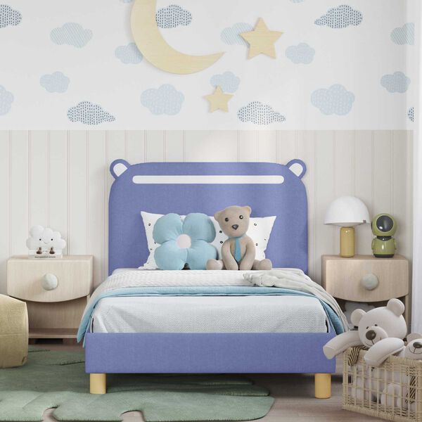 vidaXL Kinderbettgestell mit Kopfteil Jeans blau 80 x 200 cm Stoff