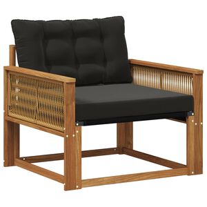 vidaXL Outdoor Mittelsofa Massives Akazienholz und Textilene Natur