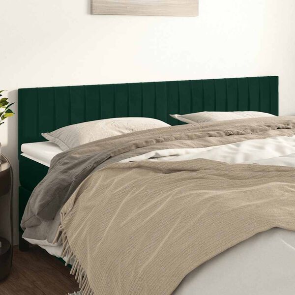 vidaXL Kopfteile Dunkelgr&uuml;n 160x5x78/88 cm Samt