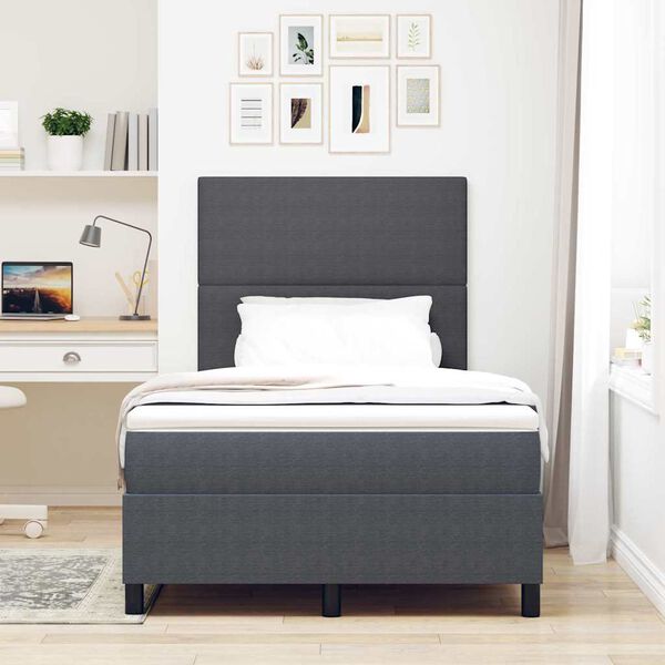vidaXL Boxspringbett Dunkelgrau und Wei&szlig; 120 x 190 cm Cordstoff