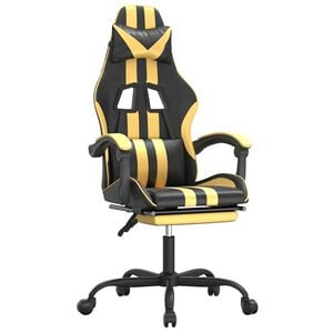 vidaXL Gaming-Stuhl mit Fu&szlig;st&uuml;tze Drehbar Schwarz & Golden Kunstleder
