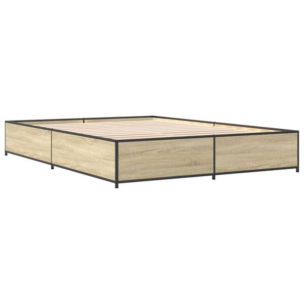 vidaXL Bettgestell Sonoma-Eiche 120x200 cm Holzwerkstoff und Metall