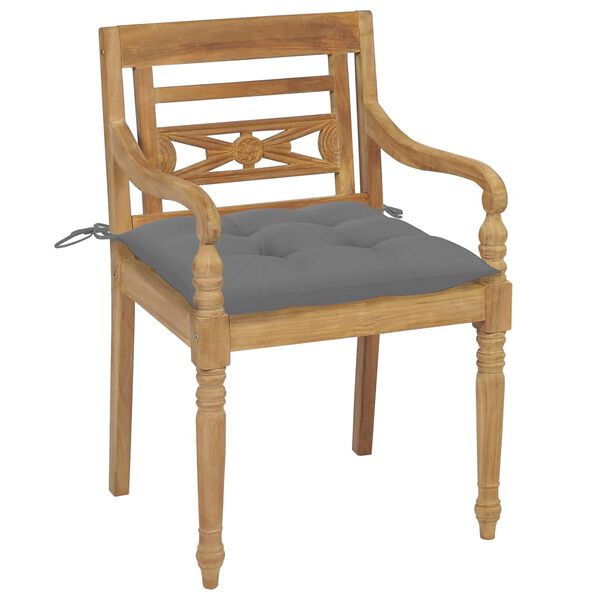 vidaXL Batavia-St&uuml;hle mit Kissen 4 Stk. Massivholz Teak