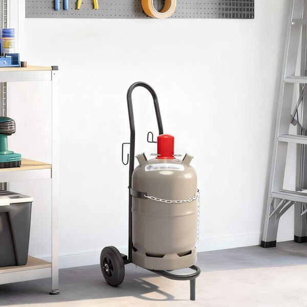 vidaXL Handwagen Schwarz und Rot 49 x 49 x 101 cm Stahl