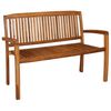 vidaXL Gartenbank 2-Sitzer Stapelbar 120 cm Massivholz Teak