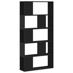 vidaXL B&uuml;cherregal 5 B&ouml;den Schwarz 80,5x23,5x162,5 cm Holzwerkstoff