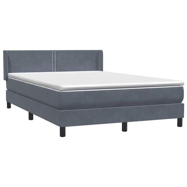 vidaXL Boxspringbett mit Matratze Dunkelgrau 140x210 cm Samt