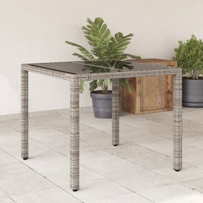 vidaXL Gartentisch Grau 90x90x75 cm Poly Rattan