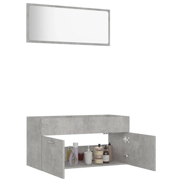 vidaXL 2-tlg. Badm&ouml;bel-Set Betongrau Holzwerkstoff