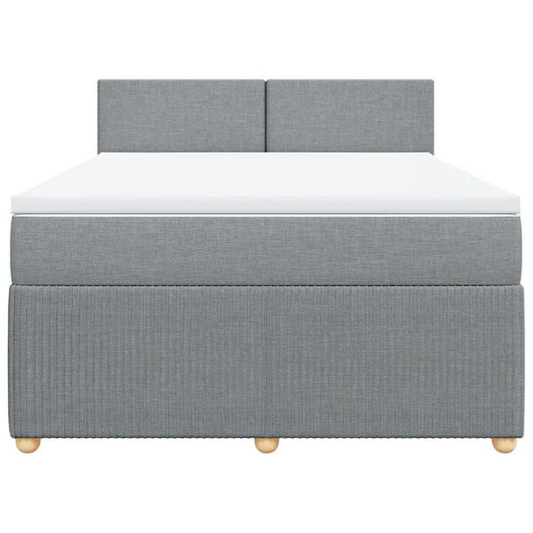 vidaXL Boxspringbett mit Matratze Hellgrau 140x200 cm Stoff