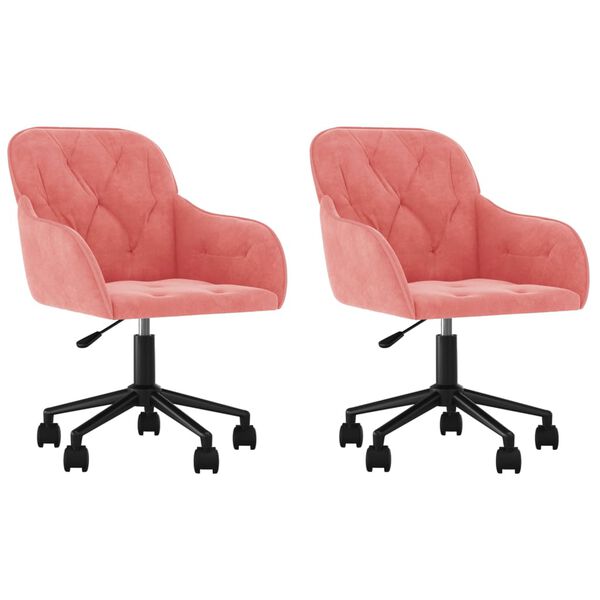 vidaXL Esszimmerst&uuml;hle 2 Stk. Drehbar Rosa Samt