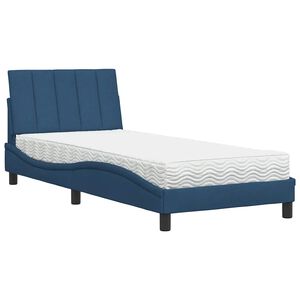 vidaXL Bett mit Matratze "Hanko" Blau 90x200 cm Stoff