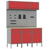vidaXL Arbeitsschrankset mit Schubladen mit Speicher 8 pcs Rot