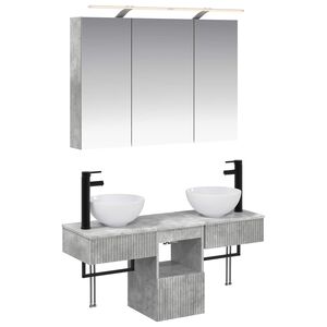 vidaXL Badezimmerschrank-Set 4 pcs Betongrau 100 x 14,5 x 70 cm