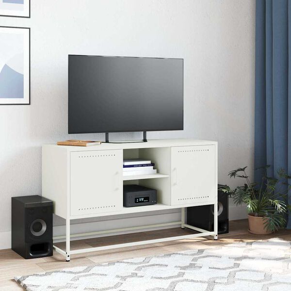 vidaXL TV-Schrank Wei&szlig; 100,5x39x60,5 cm Stahl