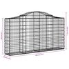 vidaXL Gabionen mit Hochbogen 2 Stk. 200x30x100/120cm Verzinktes Eisen
