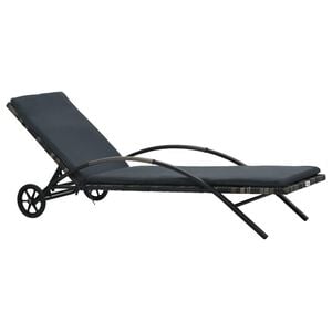 vidaXL Sonnenliege mit Auflage & R&auml;dern Poly Rattan Anthrazit