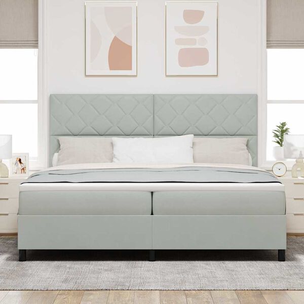 vidaXL Boxspringbett mit Matratze Hellgrau 200 x 200 cm Stoff