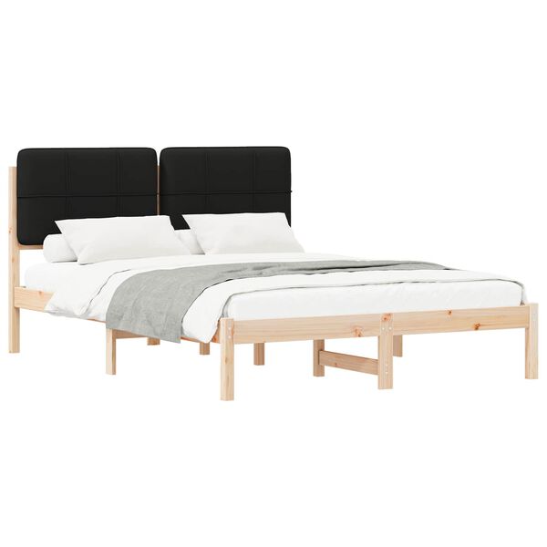 vidaXL Bettgestell mit gepolstertem Kopfteil Schwarz 150 x 200 cm