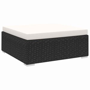 vidaXL Modular-Fu&szlig;hocker 1 Stk. + Auflagen Poly Rattan Schwarz