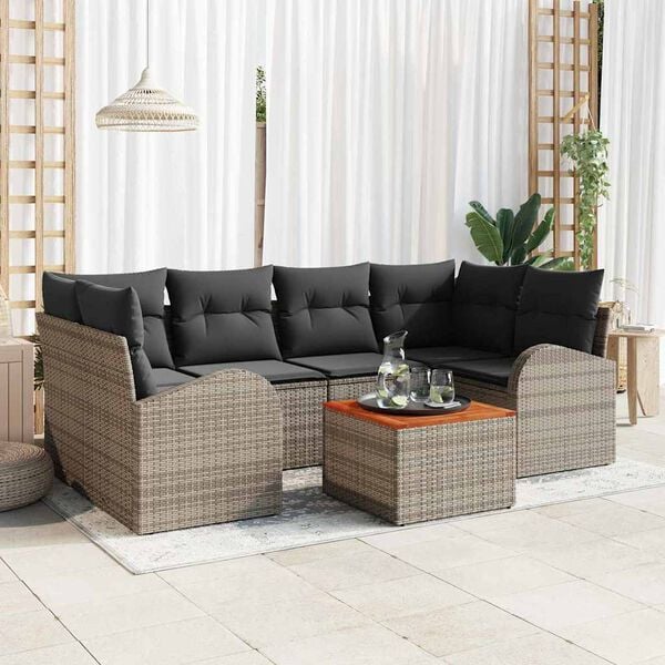 vidaXL Garten-Sofa-Set 7 pcs Grau Poly Rattan