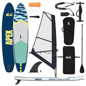 vidaXL Aufblasbares SUP-Board mit Segel APEX 330 x 76 x 15 cm Blau