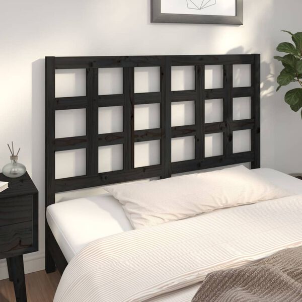 vidaXL Kopfteil Schwarz 140,5x4x100 cm Massivholz Kiefer