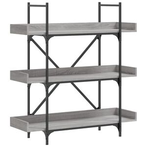 vidaXL B&uuml;cherregal 3 B&ouml;den Grau Sonoma 100x33x108,5 cm Holzwerkstoff
