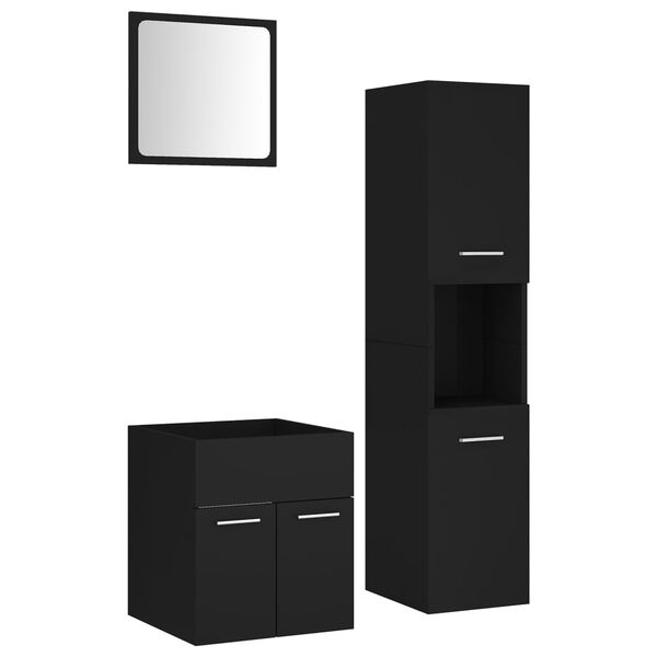 vidaXL Badm&ouml;bel-Set Schwarz Holzwerkstoff