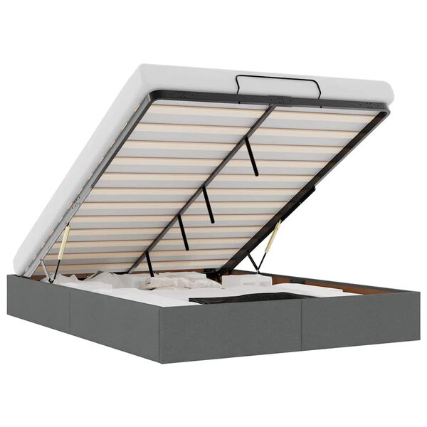 vidaXL Ottoman-Bett ohne Matratze Dunkelgrau 140x190 cm Stoff