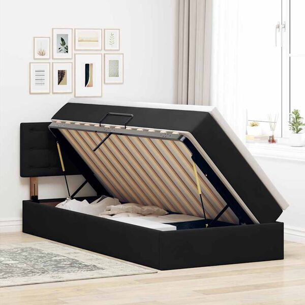 vidaXL Aufbewahrungsbett mit Matratze Schwarz 90 x 200 cm Samt
