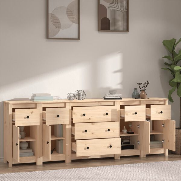 vidaXL Sideboard 230x35x80 cm Massivholz Kiefer
