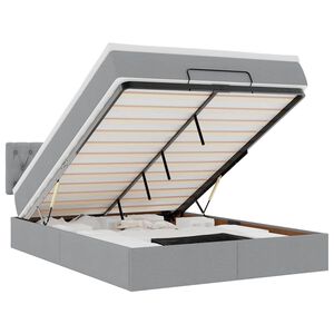 vidaXL Ottomane Bett mit Matratze & LEDs Hellgrau 140x190 cm Stoff