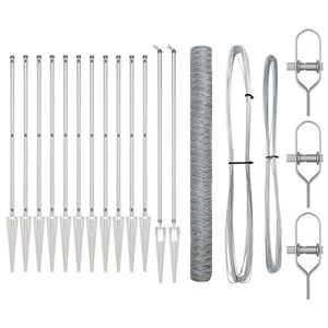 vidaXL Sechseckzaun mit Pfosten 25 x 1,6 m Verzinkter Stahl Silber