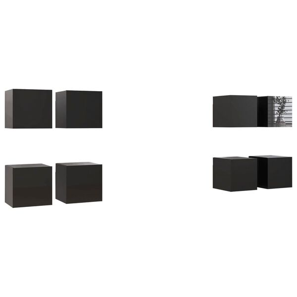 vidaXL TV-Wandschr&auml;nke 8 Stk. Hochglanz-Schwarz 30,5x30x30 cm