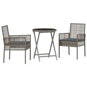 vidaXL Garten Bistro Set 3 pcs Grau Poly-Rattan