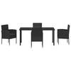 vidaXL Garten Essgruppe mit Kissen 5 pcs Schwarz Poly-Rattan