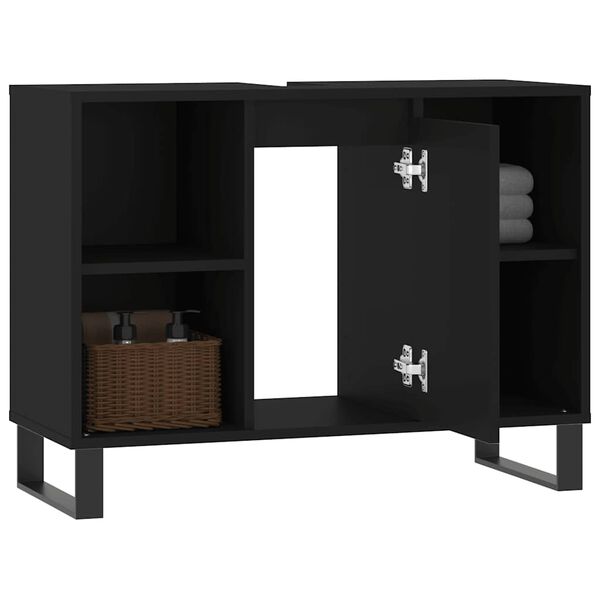 vidaXL Badschrank Schwarz 80x33x60 cm Holzwerkstoff