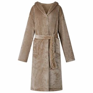 vidaXL Bademantel Hoodie Kamel S Flanell