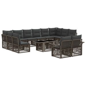 vidaXL Gartensofa-set 13 stk. Grau und Dunkelgrau Poly-Rattan