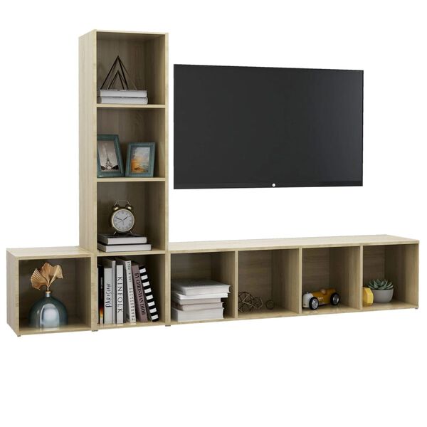 vidaXL 3-tlg. TV-Schrank-Set Sonoma-Eiche Holzwerkstoff